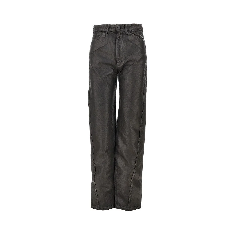 coated denim twisted pants