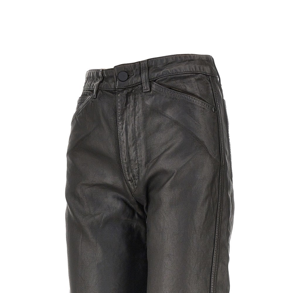 coated denim twisted pants