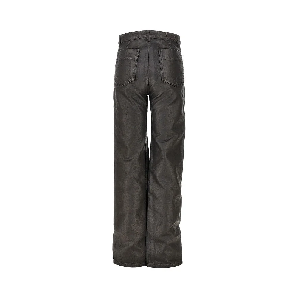 coated denim twisted pants