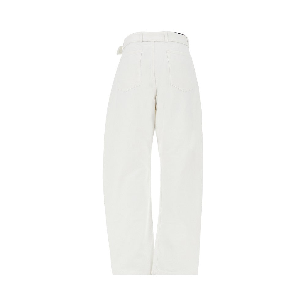 twisted denim pants with belt