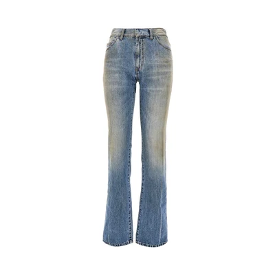 used-effect straight leg jeans