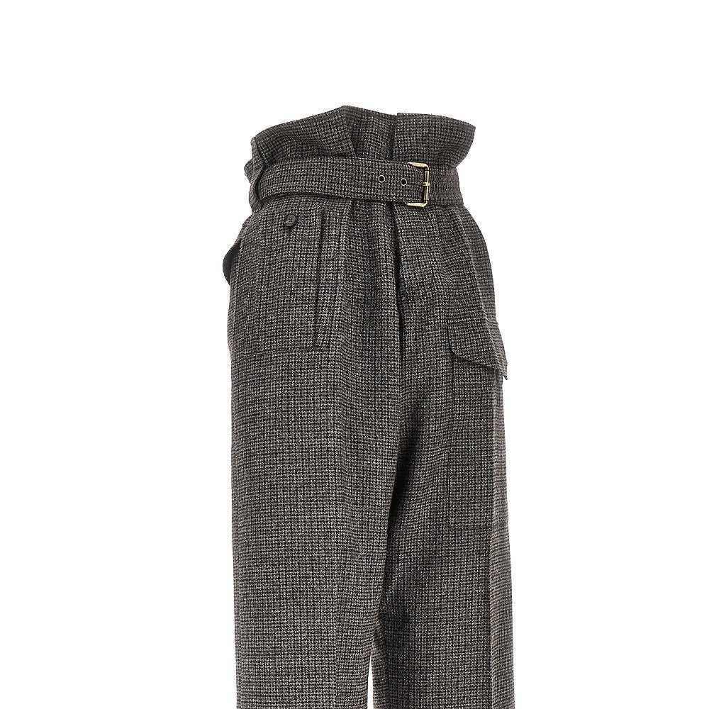 ETRO 40 check wool pants with belt