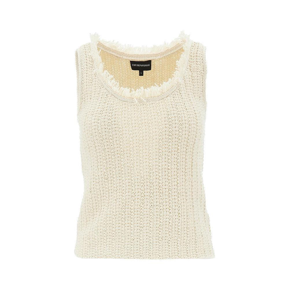 EMPORIO ARMANI M raffia- effect crochet top