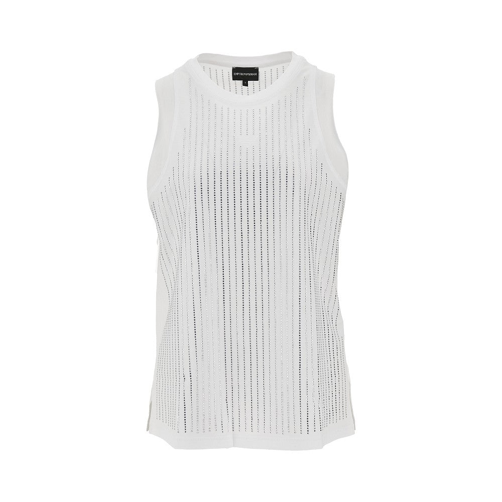 strass-embellished jersey top