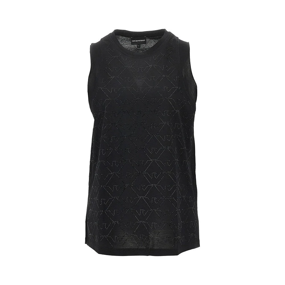 EMPORIO ARMANI M jersey top with strass eagle motif