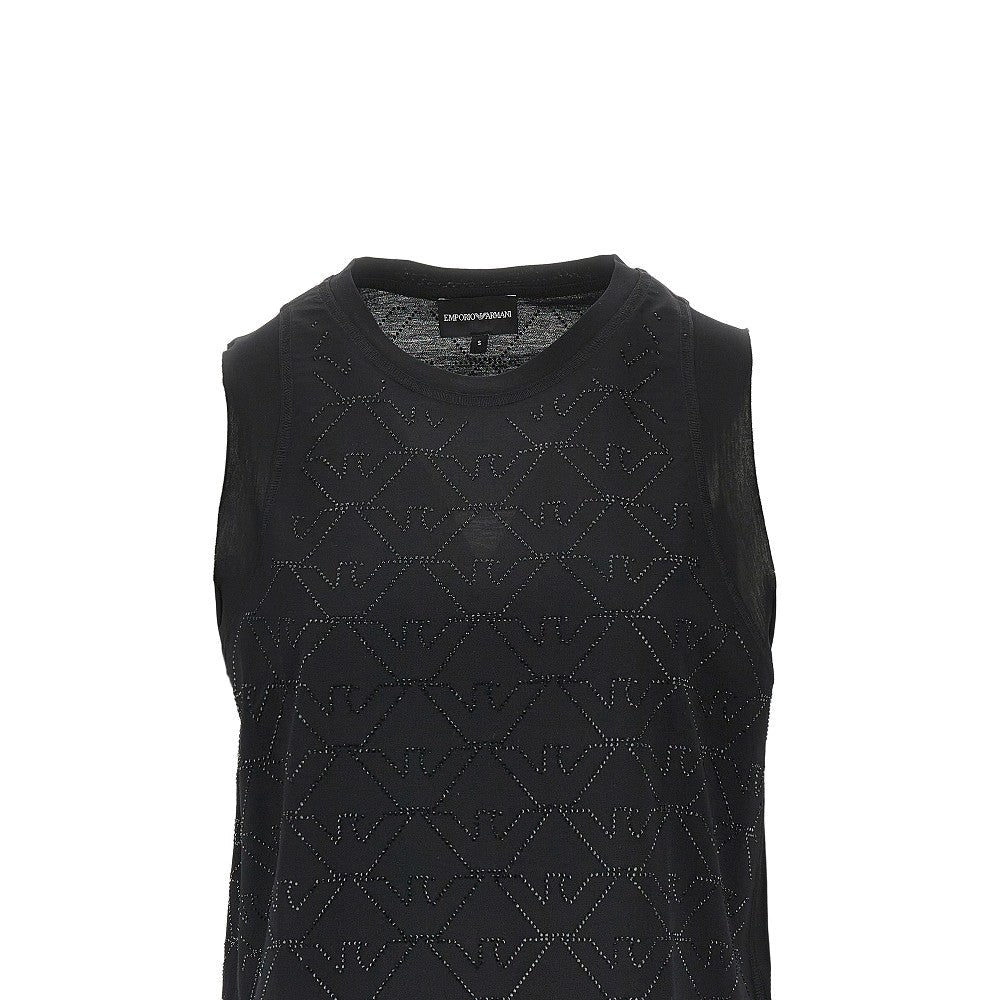 jersey top with strass eagle motif