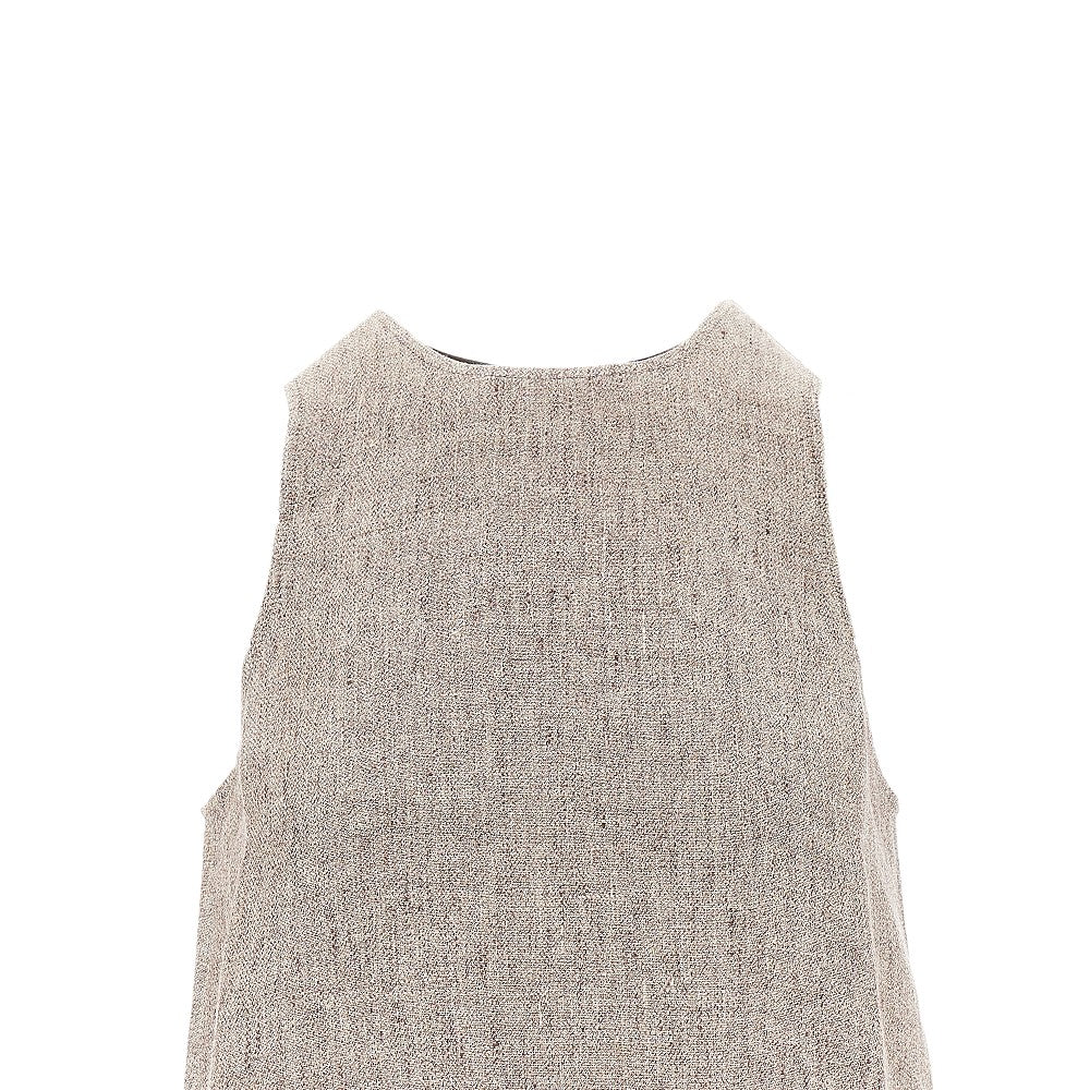EMPORIO ARMANI 40 linen top with faux leather detail