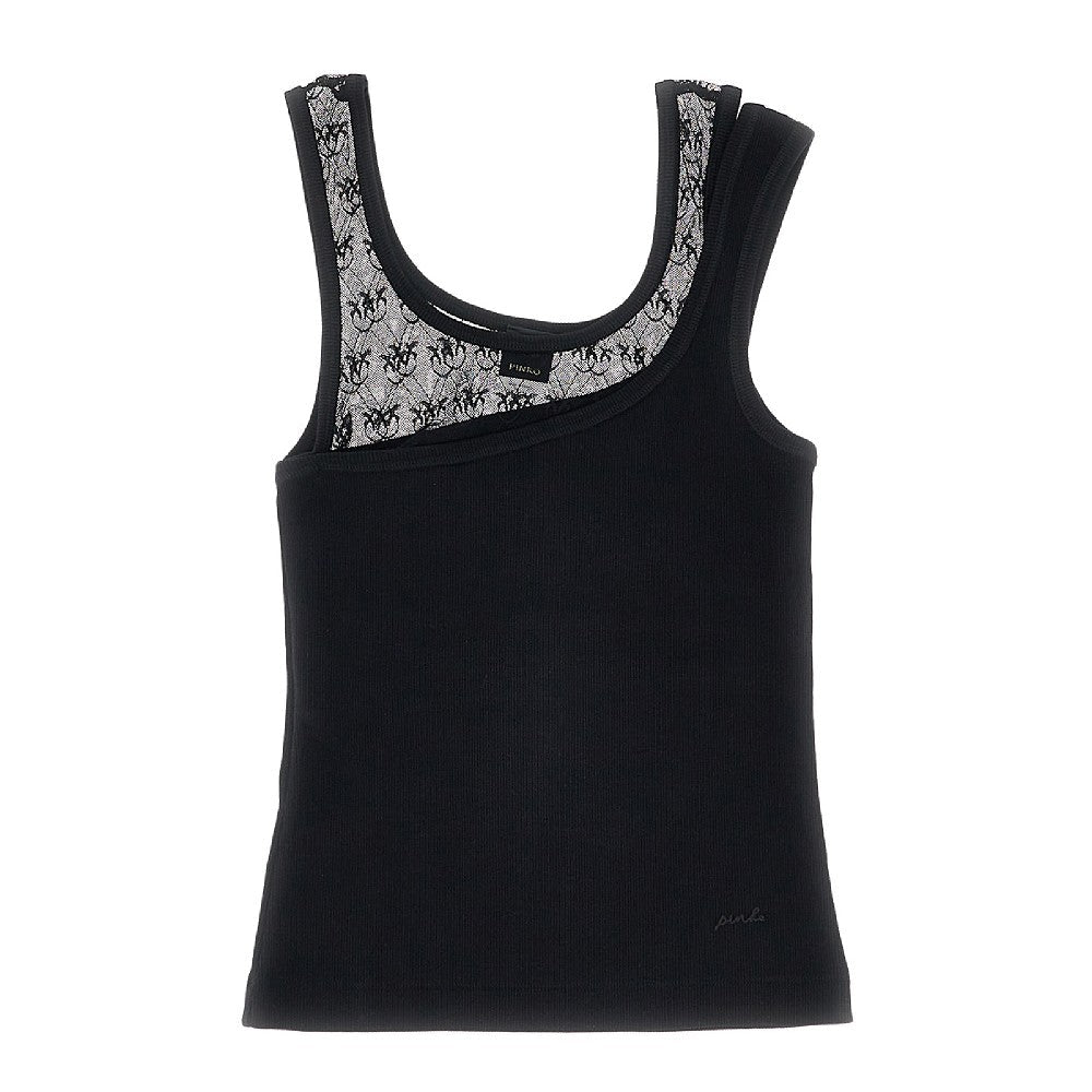 PINKO XS ribbed jersey and love birds lace tank top