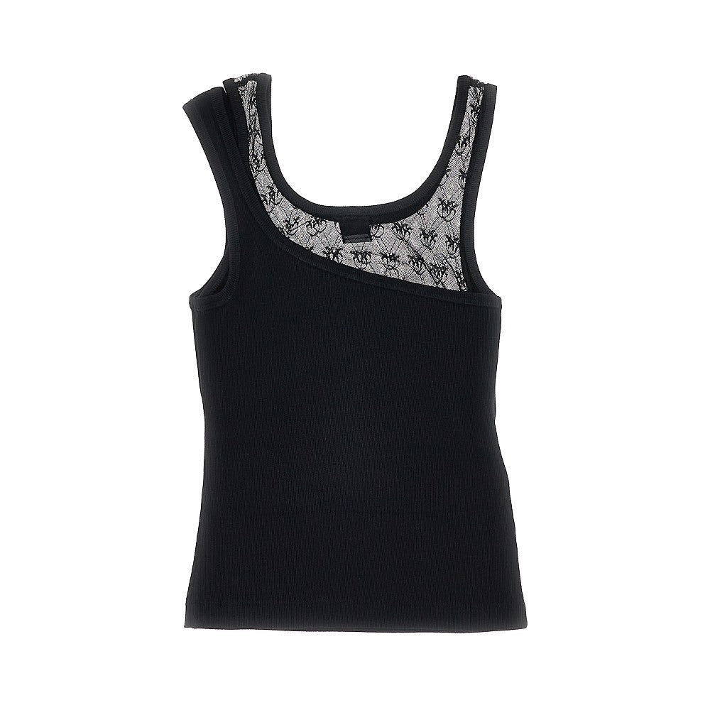 ribbed jersey and love birds lace tank top