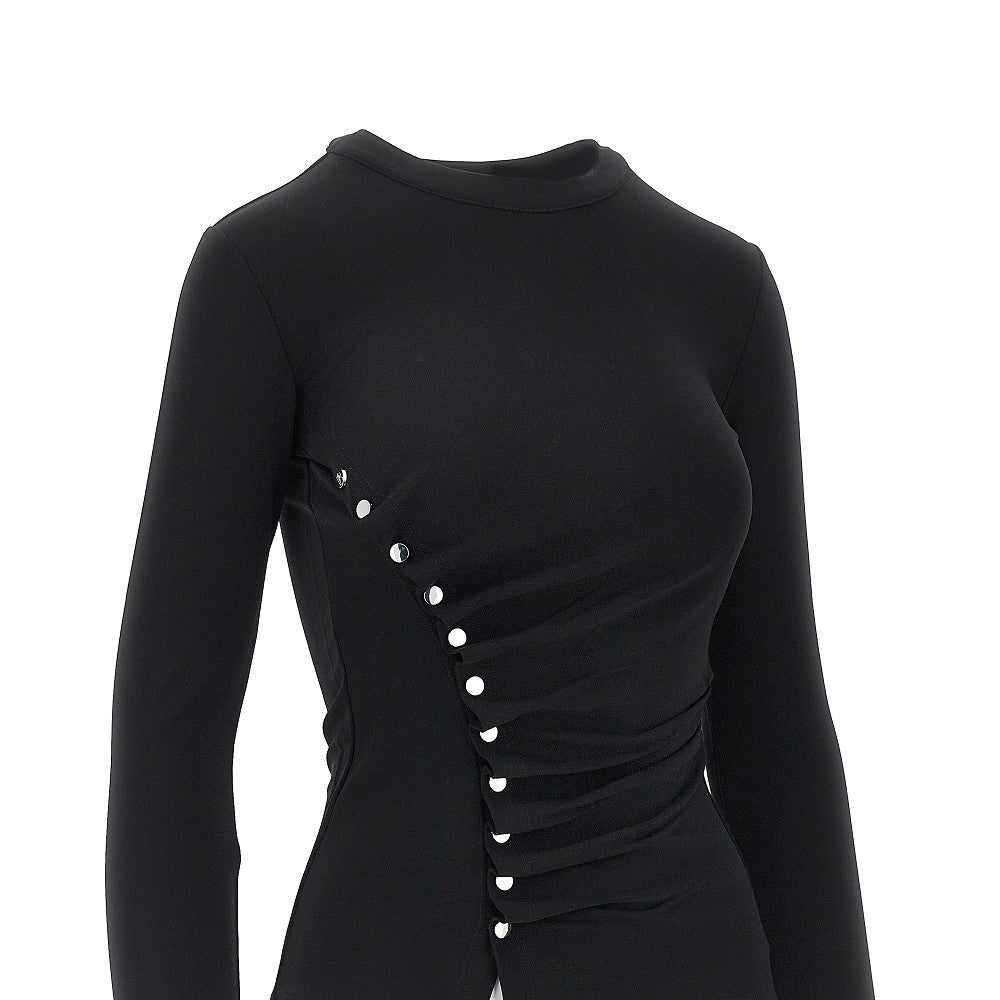 RABANNE 38 draped jersey top with press-studs