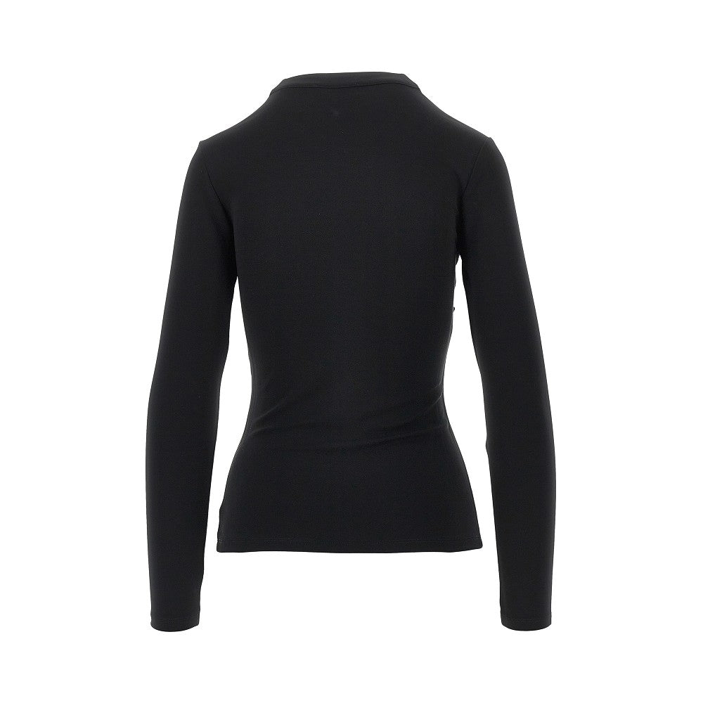 draped jersey top with press-studs