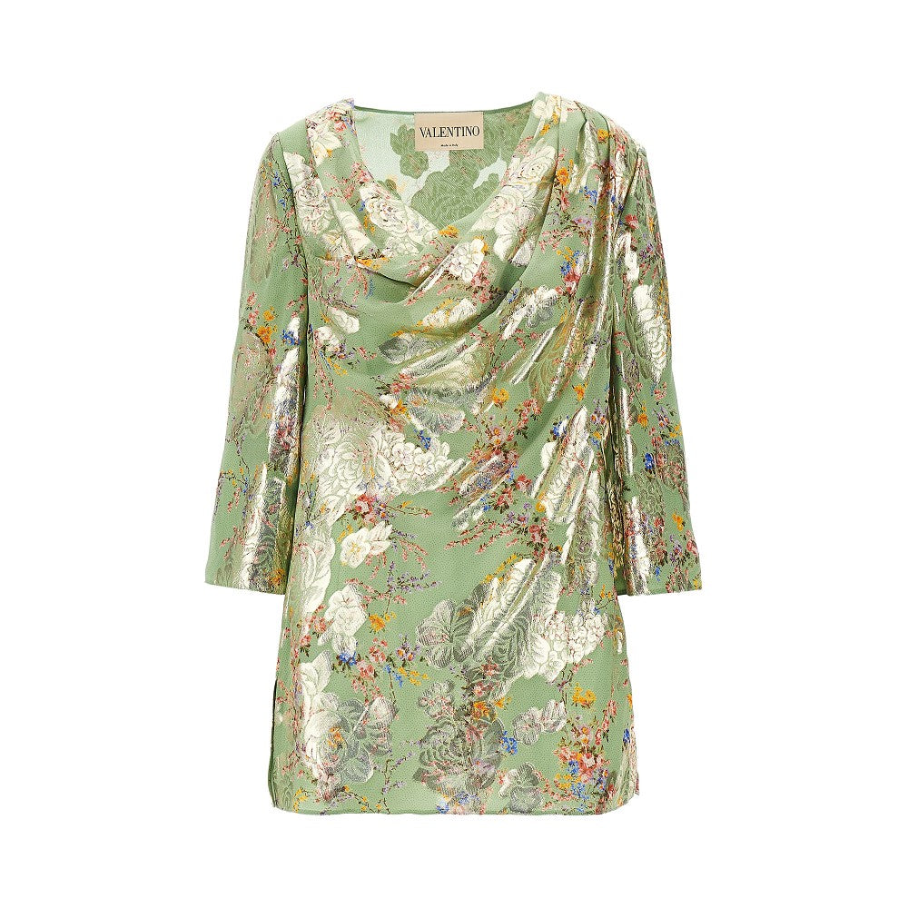 VALENTINO 42 lamé fil coupé silk blouse