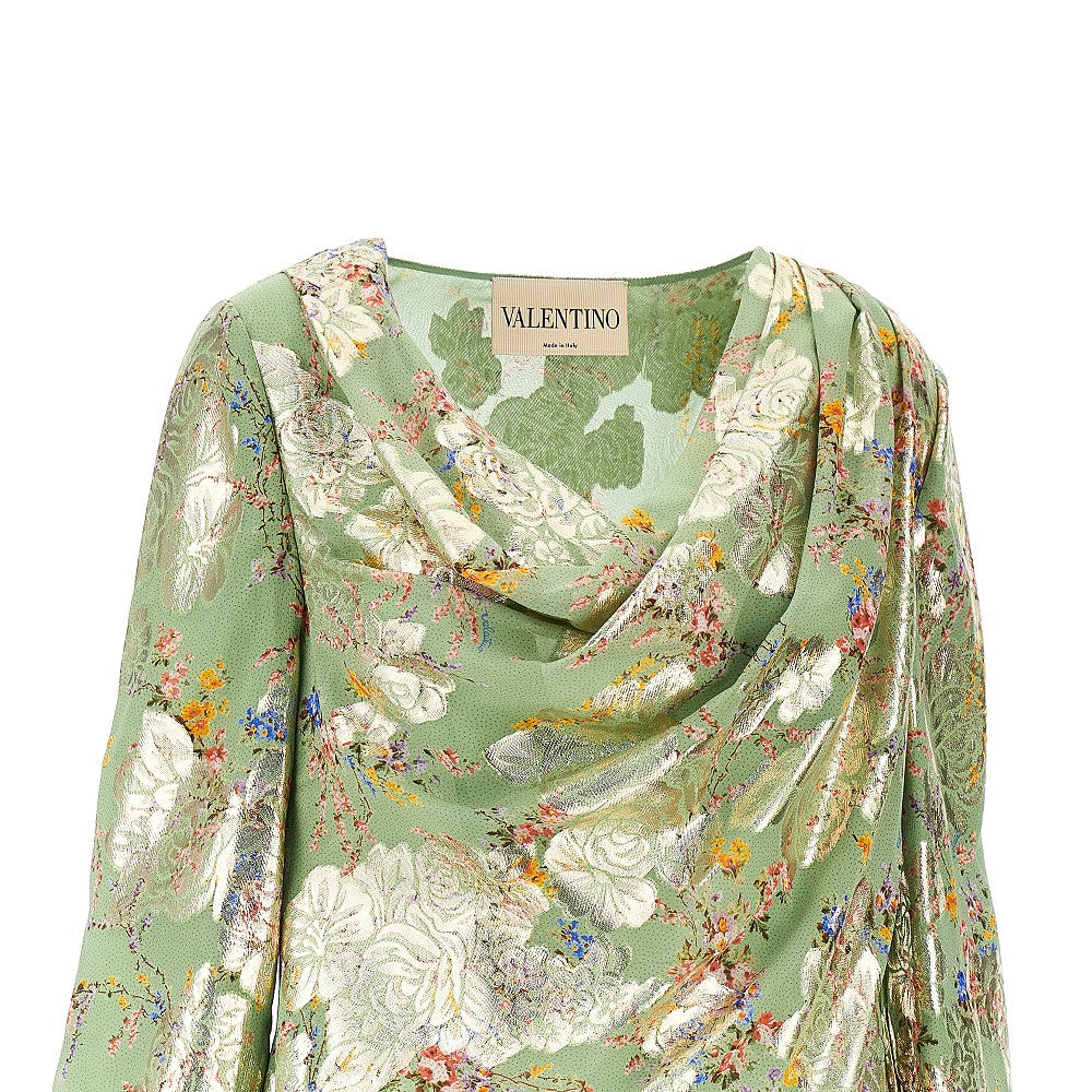VALENTINO 42 lamé fil coupé silk blouse