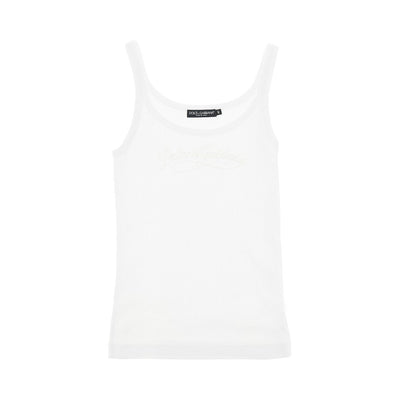 ribbed tank top with logo embroidery