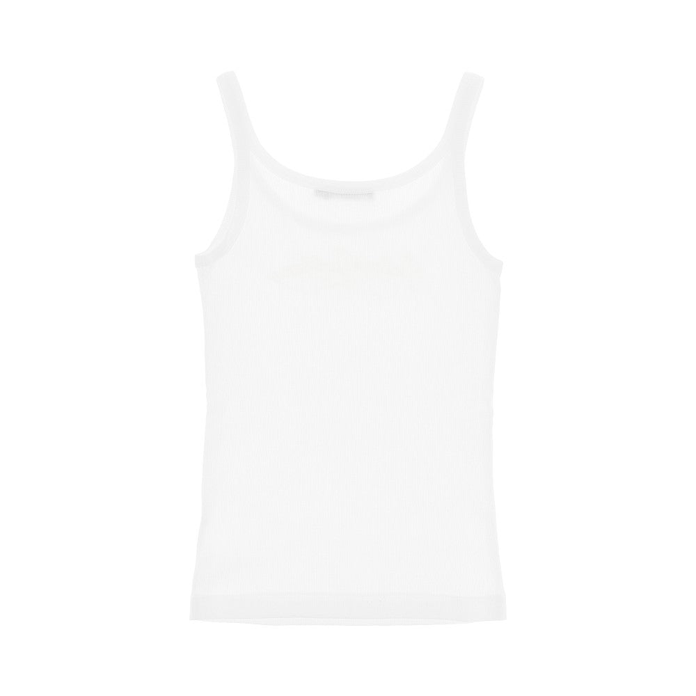 ribbed tank top with logo embroidery