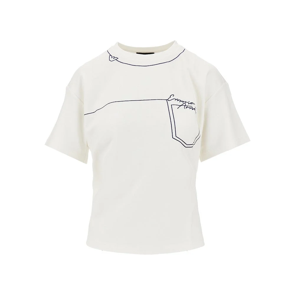 EMPORIO ARMANI S embroidered interlock jersey t-shirt