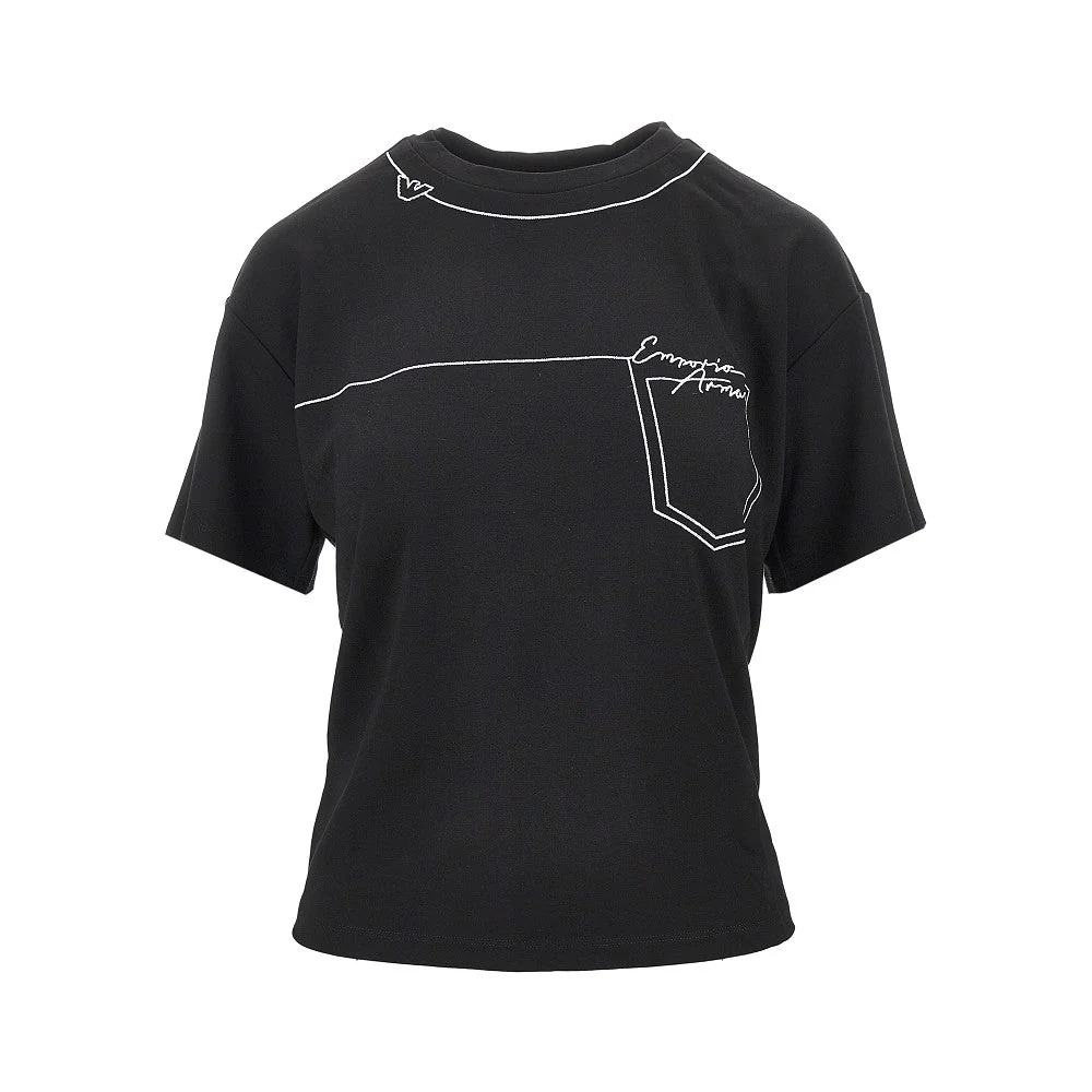 EMPORIO ARMANI S embroidered interlock jersey t-shirt