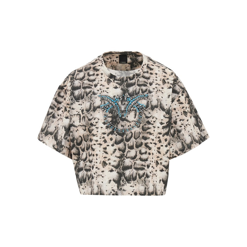 PINKO M animalier print cropped t-shirt