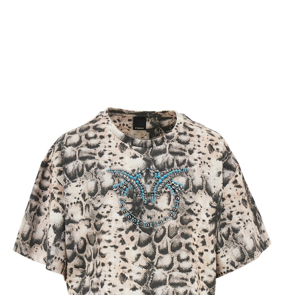 PINKO M animalier print cropped t-shirt