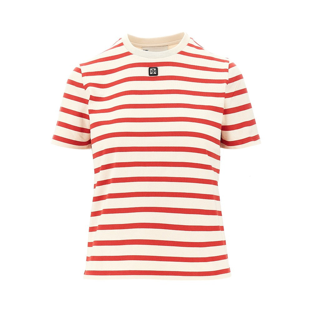 striped t-shirt with logo detail