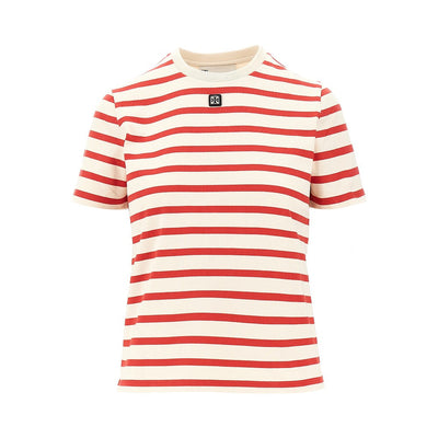 striped t-shirt with logo detail