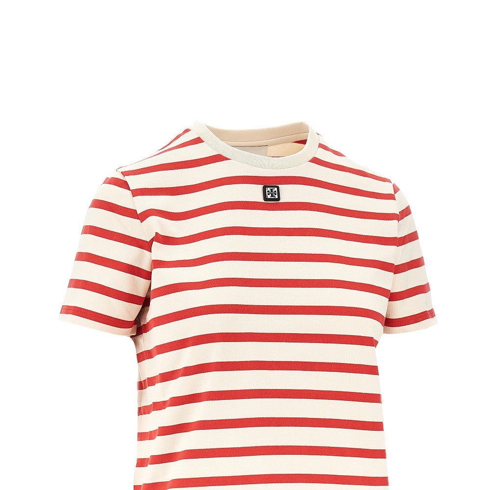 striped t-shirt with logo detail