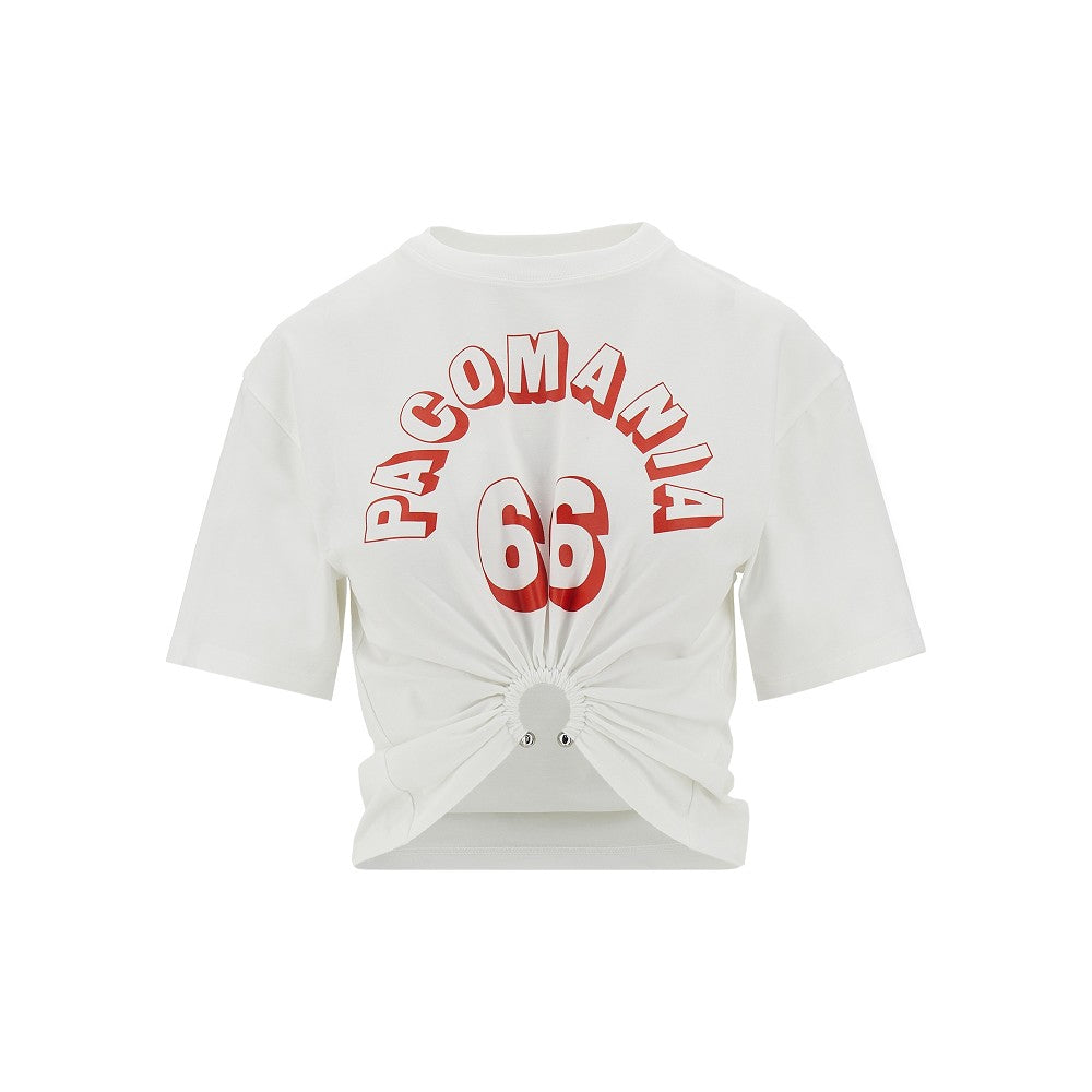 RABANNE S cropped t-shirt with piercing detail