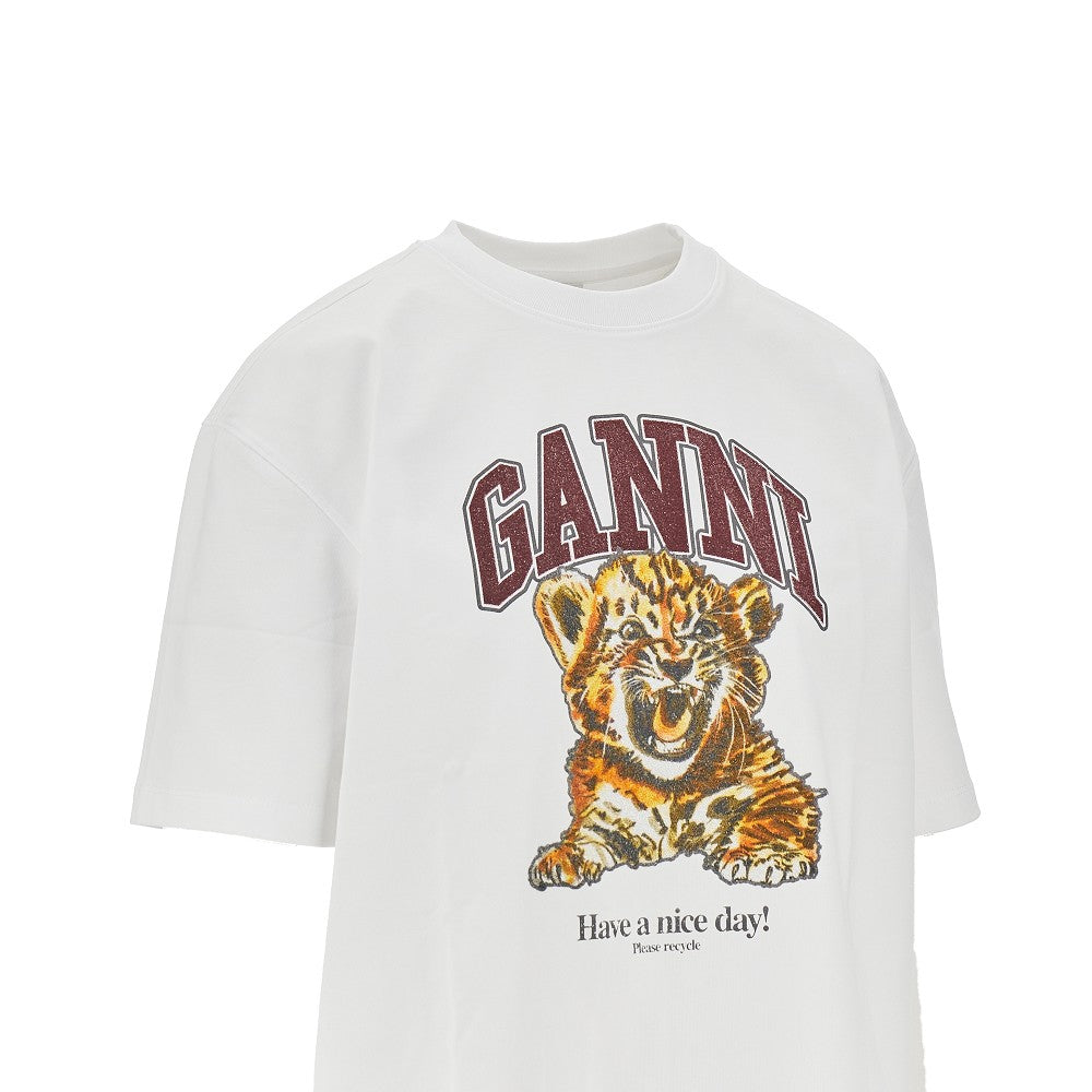 GANNI M tiger print t-shirt