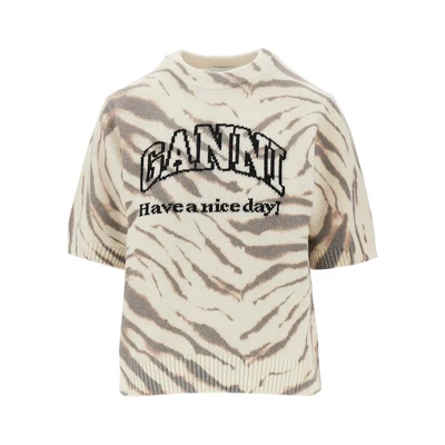 knitted top with zebra-striped motif