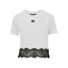 cropped t-shirt with lace trimming
