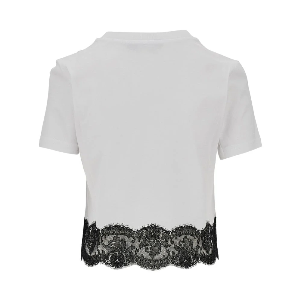 cropped t-shirt with lace trimming
