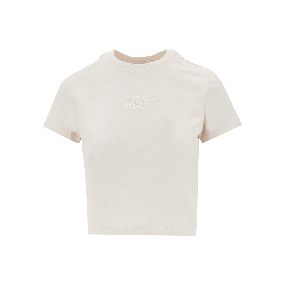 MAISON KITSUNE M poetic script print cropped t-shirt