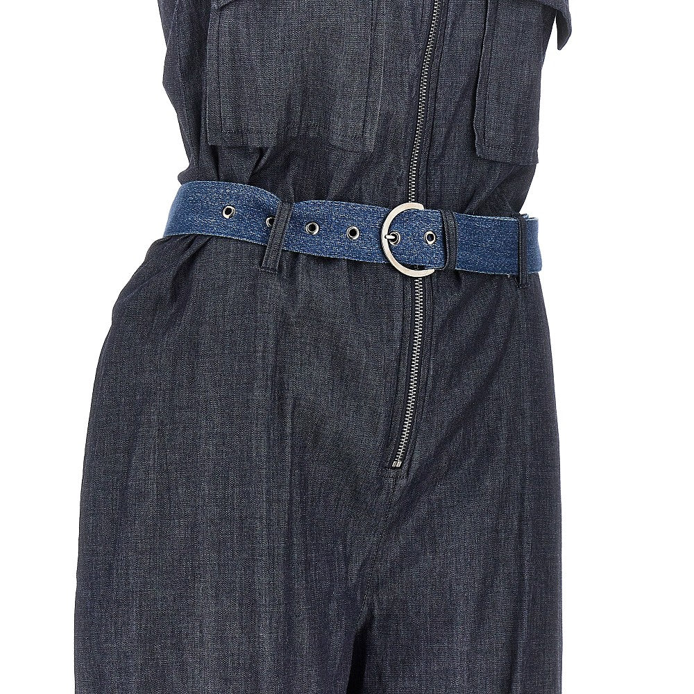 lightweight denim jumpsuit with belt