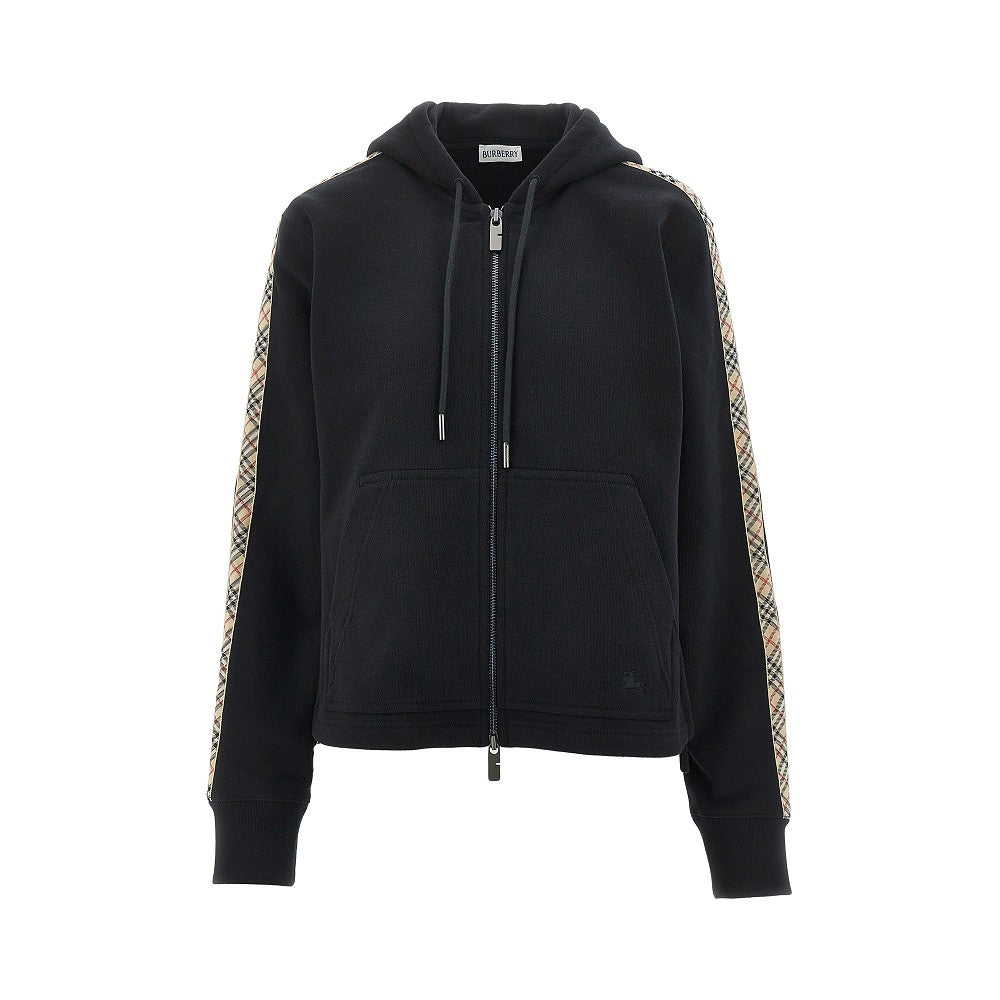 BURBERRY XS full-zip hoodie with check trimmings
