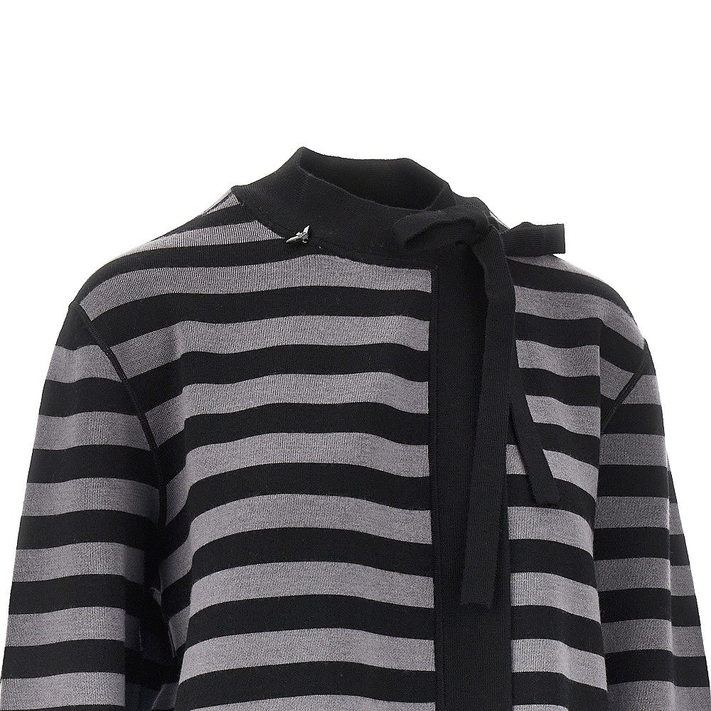 EMPORIO ARMANI S self-tie closure striped wool cardigan