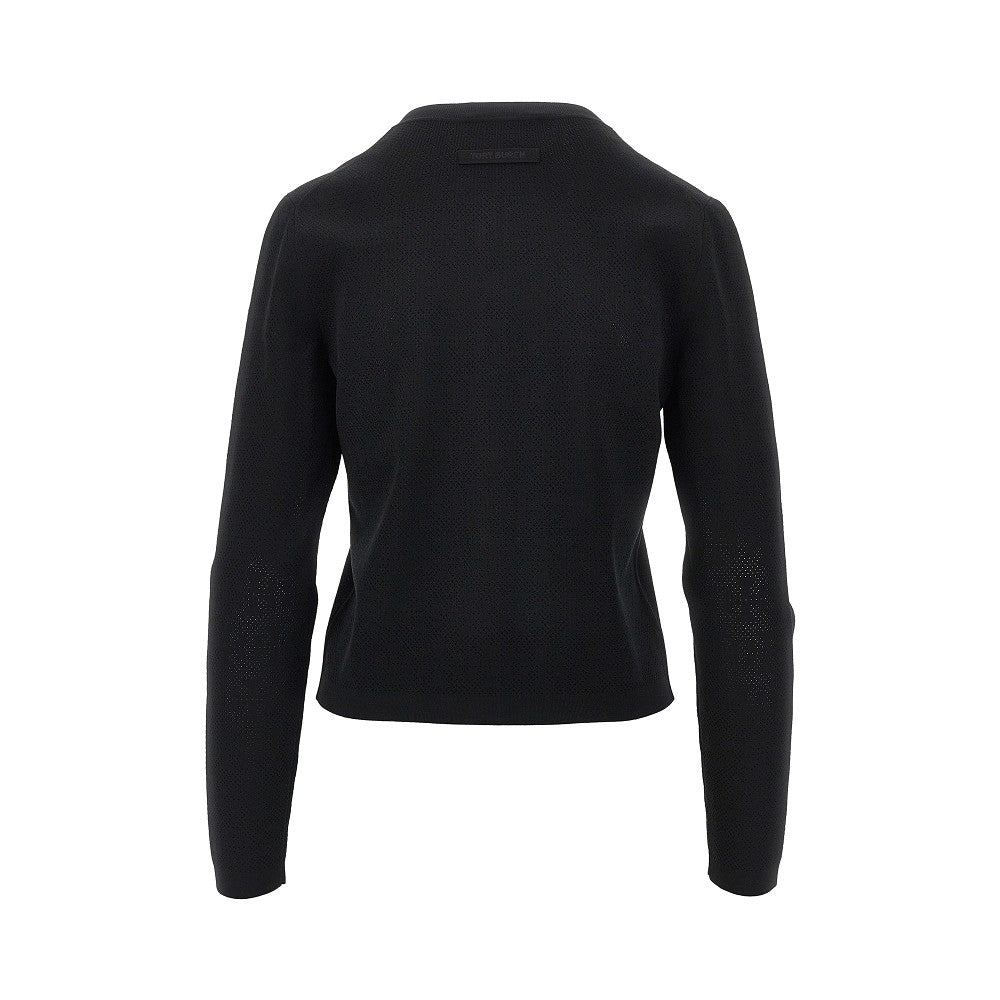 t monogram pointelle knit cardigan