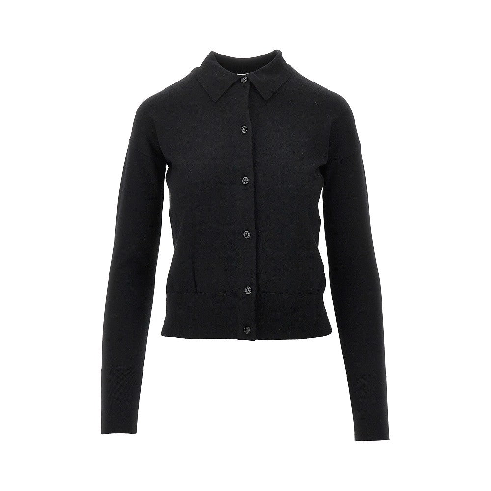 wool-blend cardigan with collar