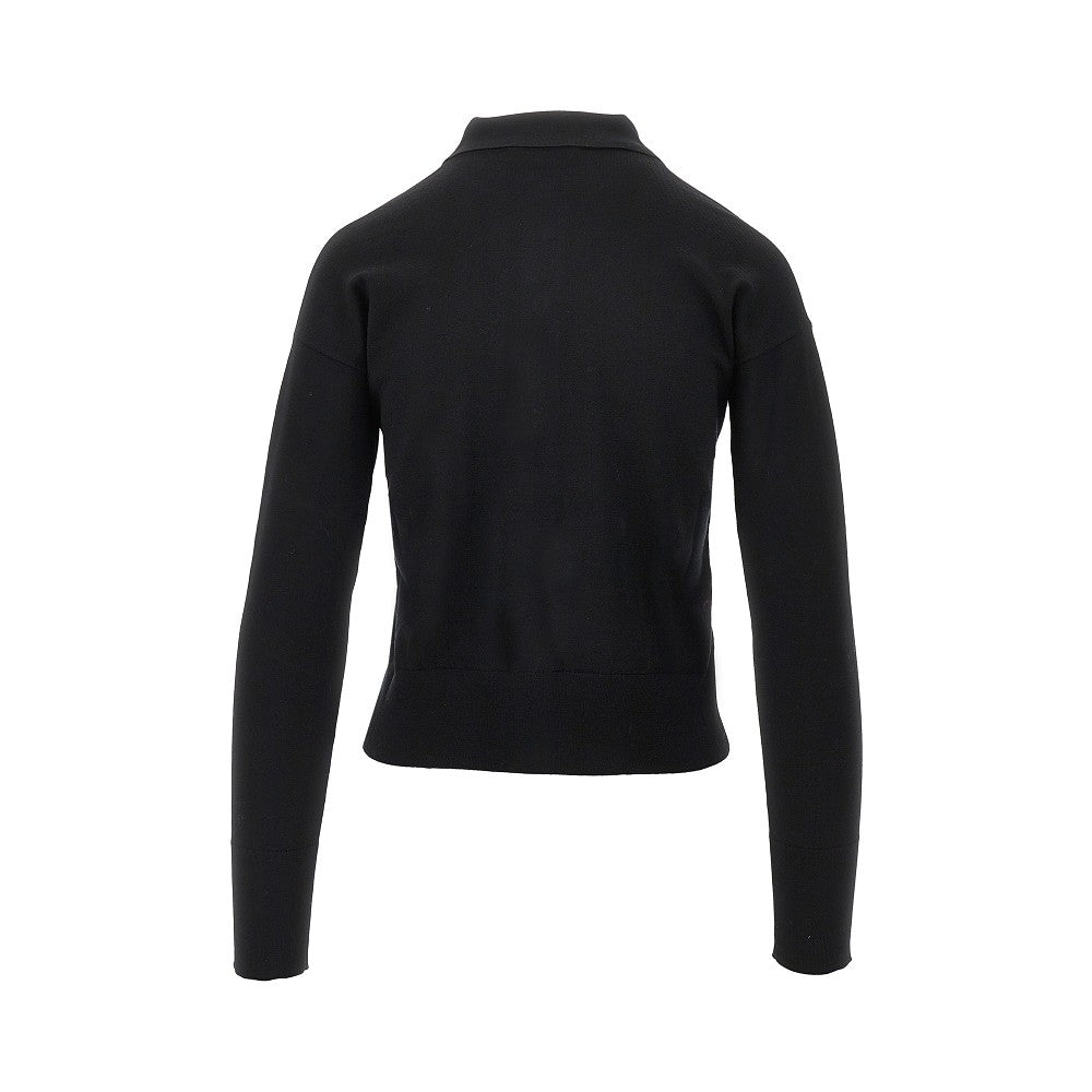 wool-blend cardigan with collar