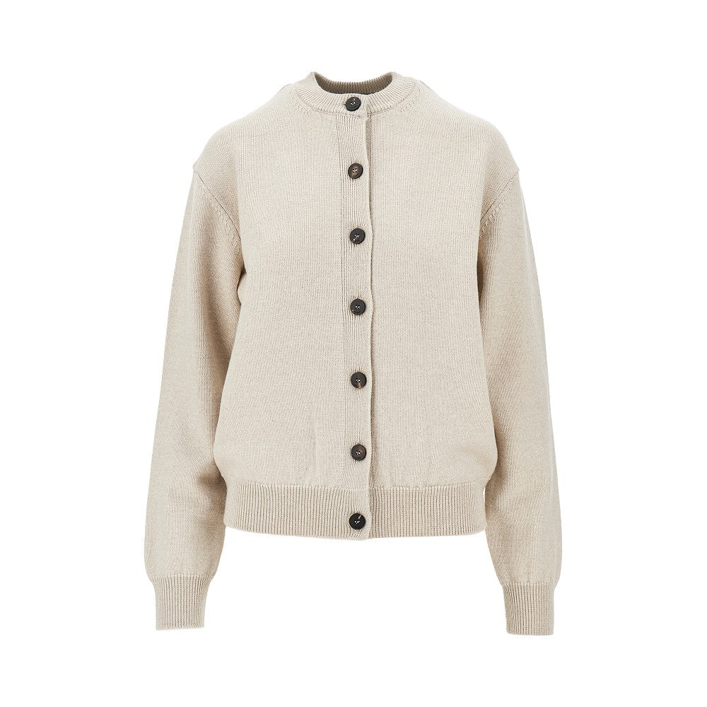 JACQUEMUS 36 logo intarsia merino wool cardigan