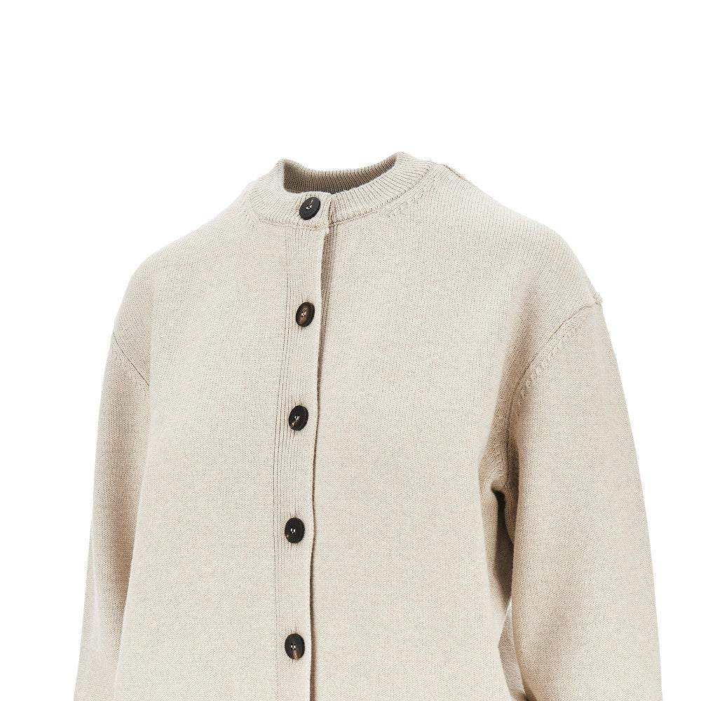 JACQUEMUS 36 logo intarsia merino wool cardigan