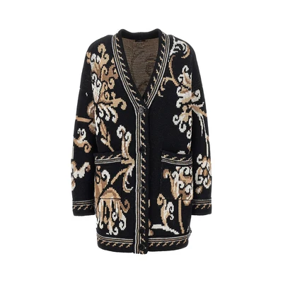 jacquard wool cardigan
