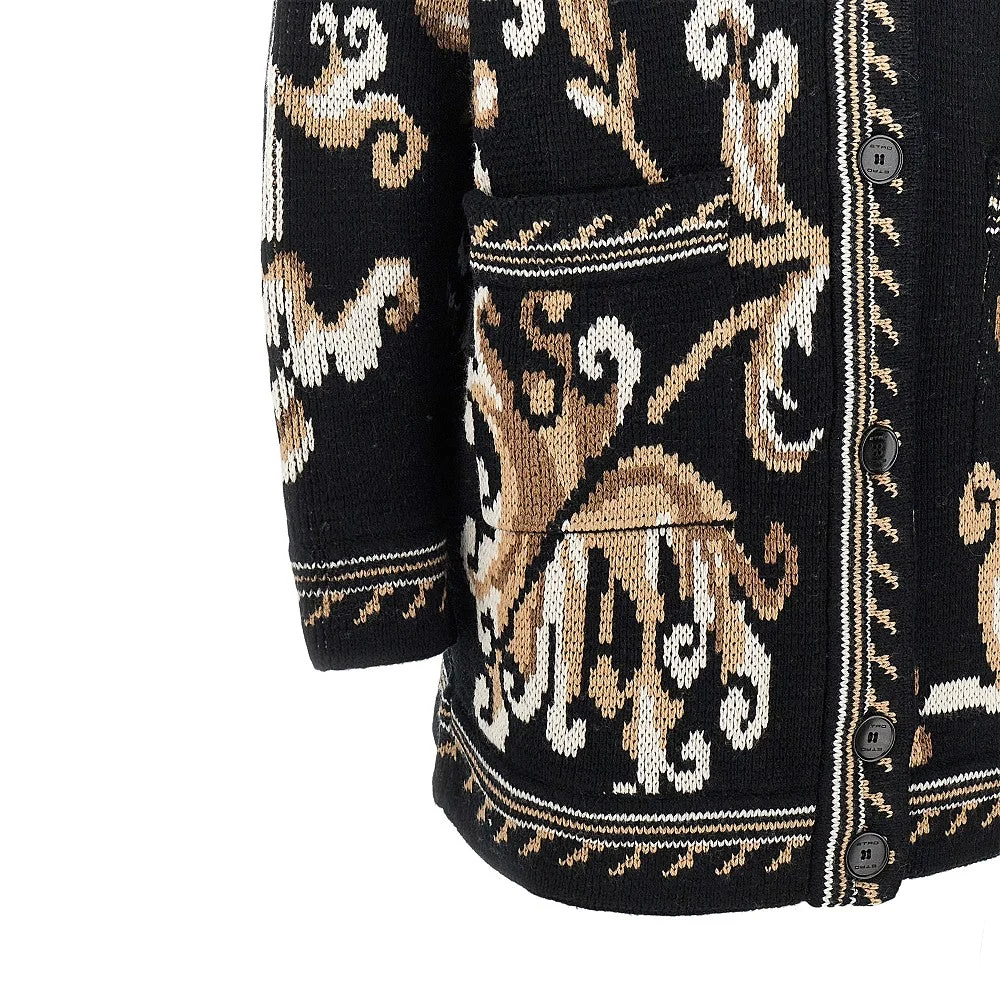 jacquard wool cardigan