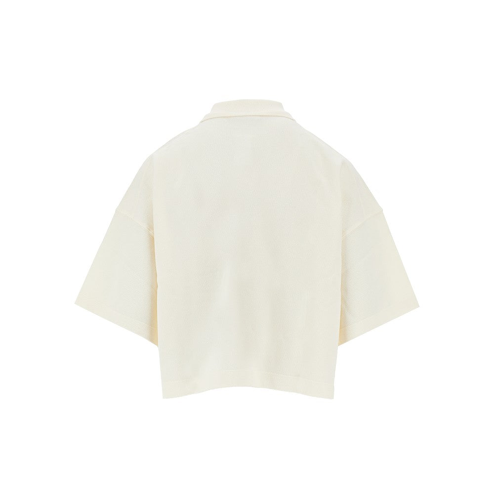 logo embroidery oversized boxy fit polo shirt