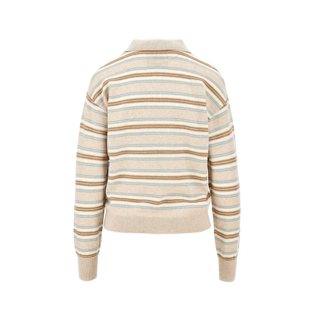 cashmere polo shirt with striped motif