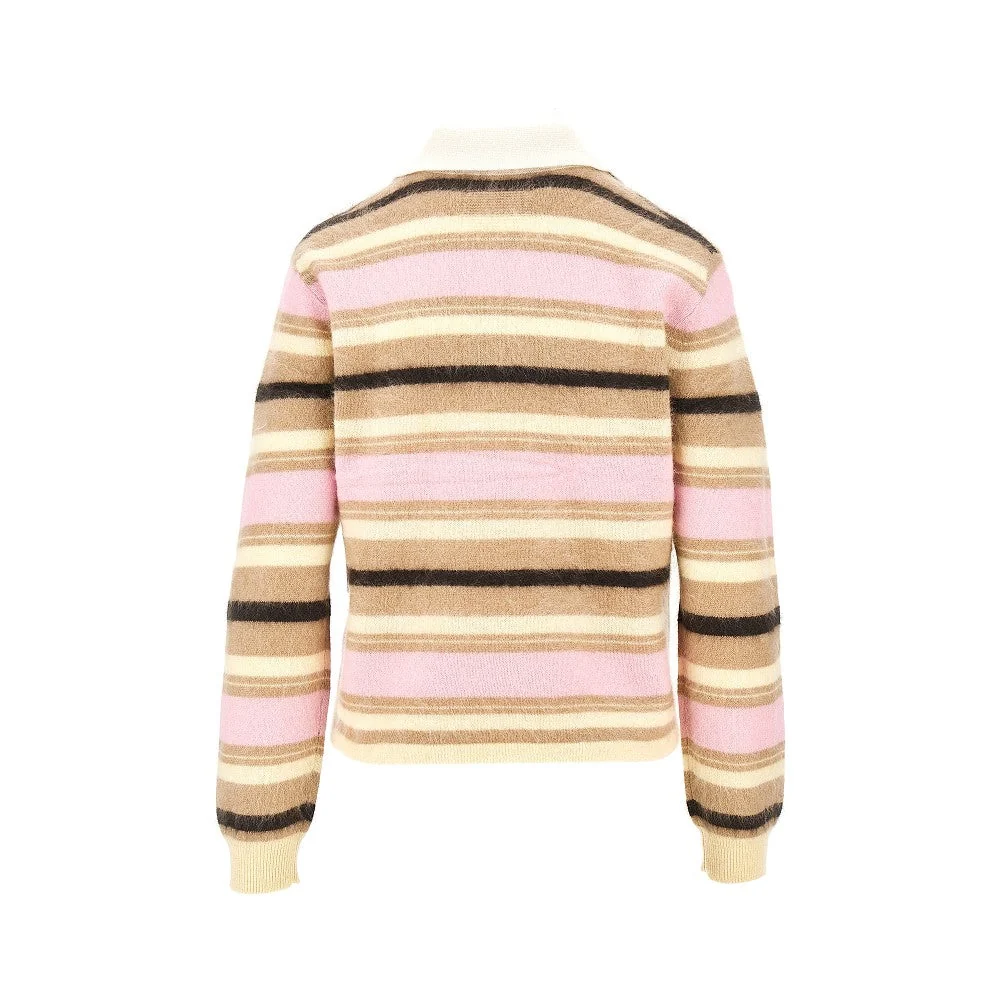 striped cashmere polo shirt