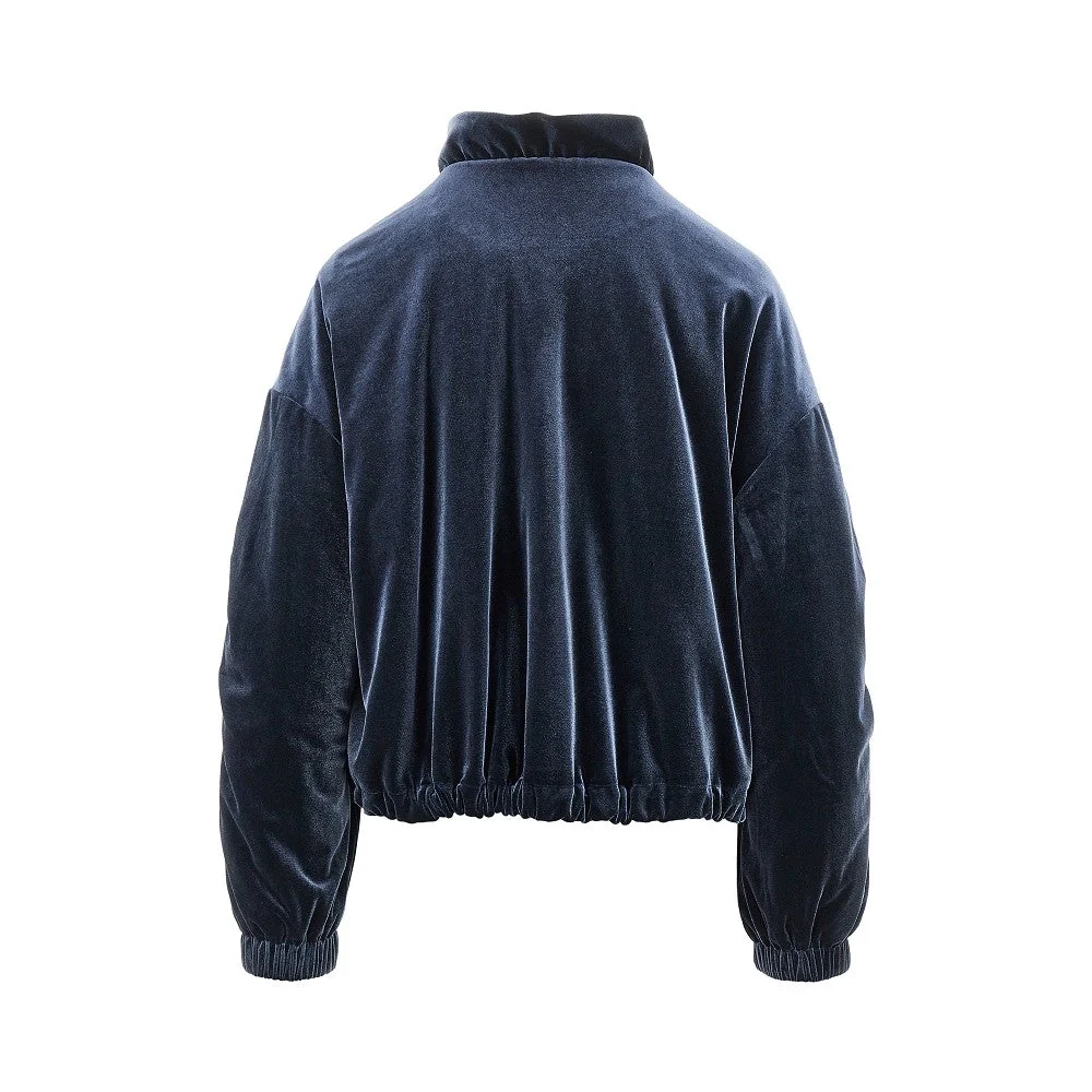 chenille blouson jacket with gathered neck