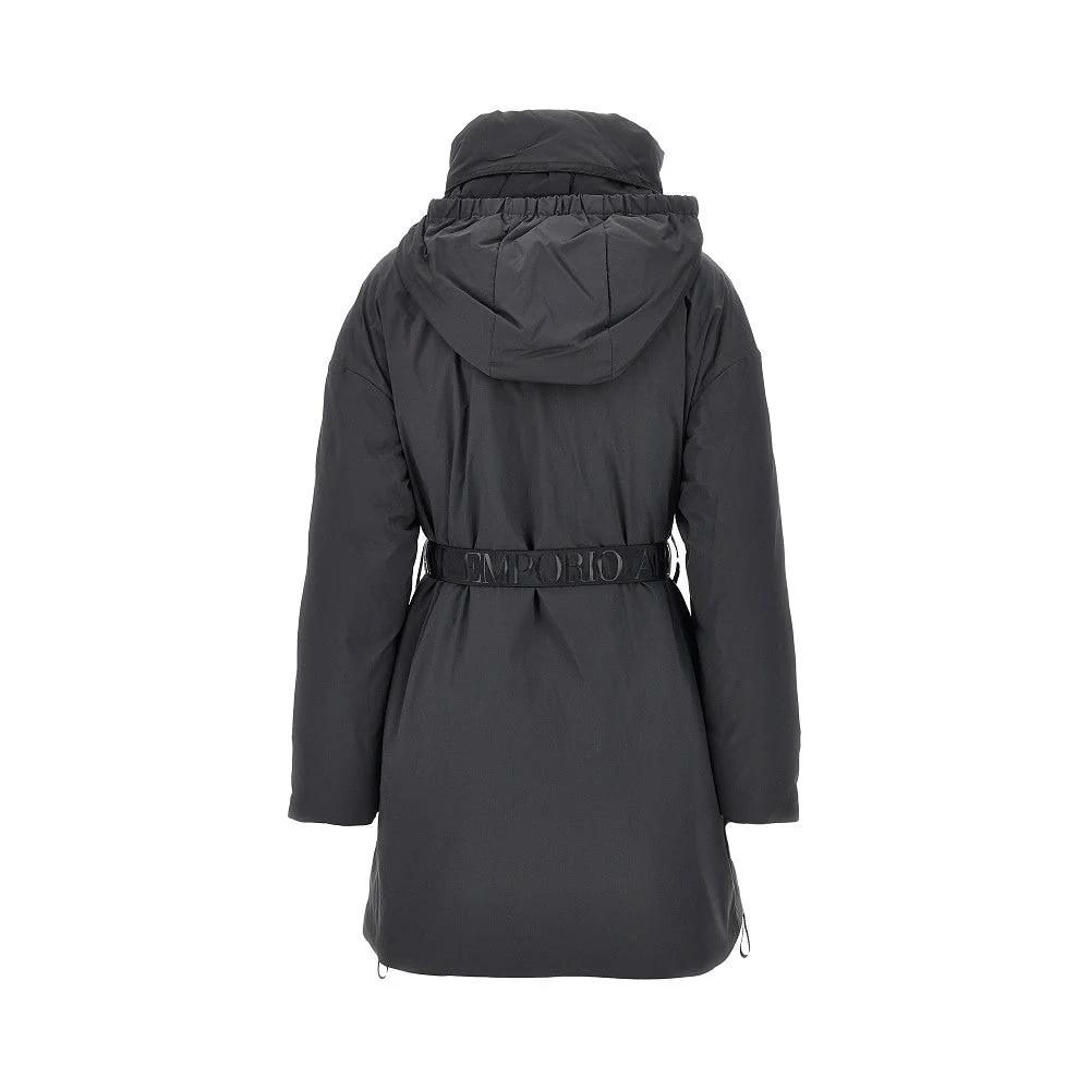 down parka coat with belt