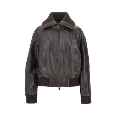 washed leather bomber jacket