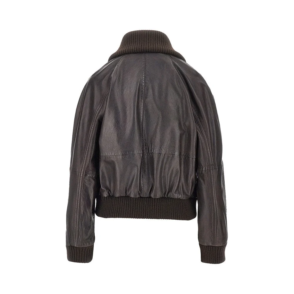 washed leather bomber jacket