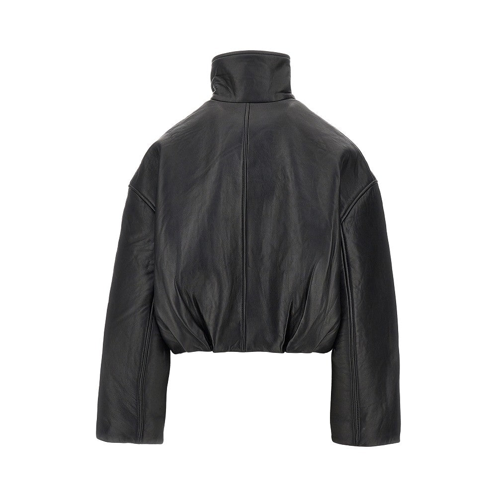 leather boxy jacket